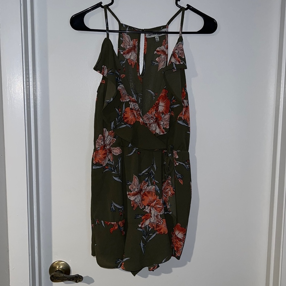 Green floral romper. US size small